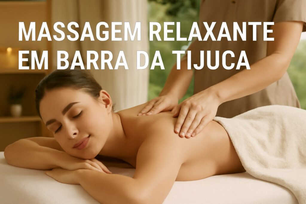 Massagem relaxante na Barra da Tijuca, mulher recebendo massagem terapêutica em ambiente tranquilo e natural.