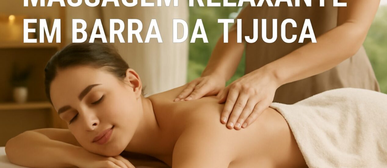 Massagem relaxante na Barra da Tijuca, mulher recebendo massagem terapêutica em ambiente tranquilo e natural.