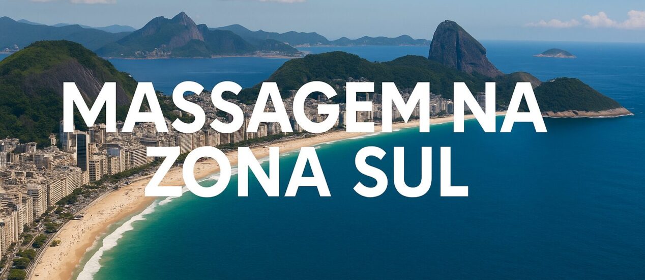 Massagem na Zona Sul RJ – banner com vista aérea de Copacabana.